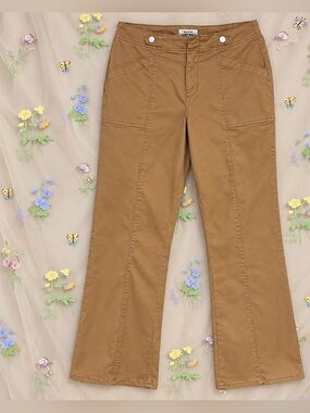 Kensie Jeans Camel Brown Stretch Bootcut Pants Size 10/30 Utility Seamed